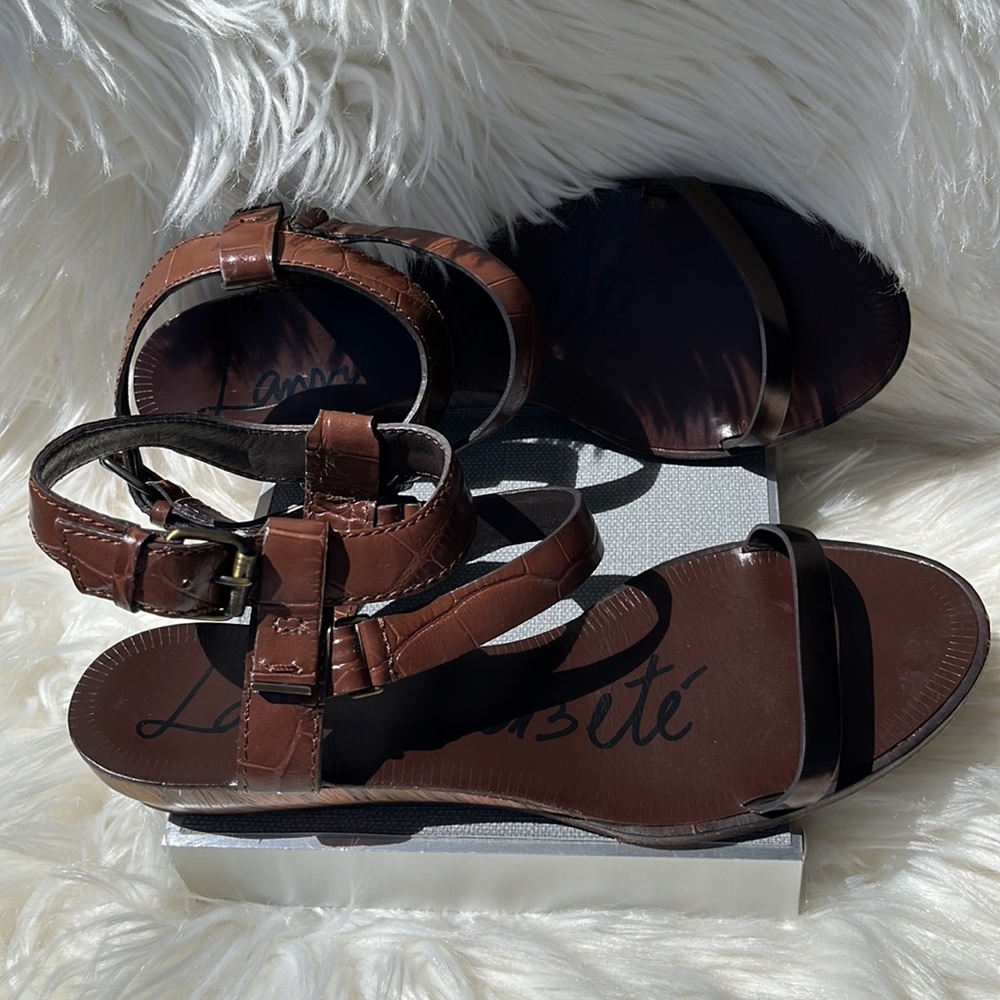 Authentic Lanvin Crocodile-Embossed Mini Wedge Sandal - Picture 3 of 16